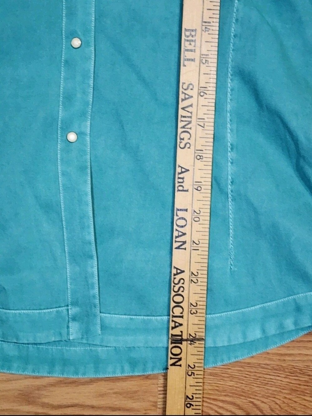 Ryan Michael Western Shirt Womens XS Turquoise Silk Cotton Snap Pearl Button - Picture 10 of 13